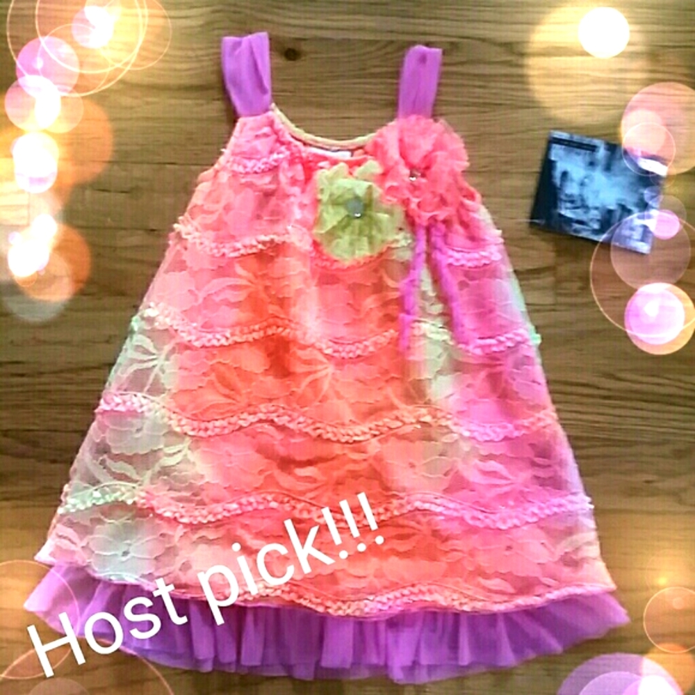 Cach Cach NWT Sorbet Pink Coral Yellow Dress